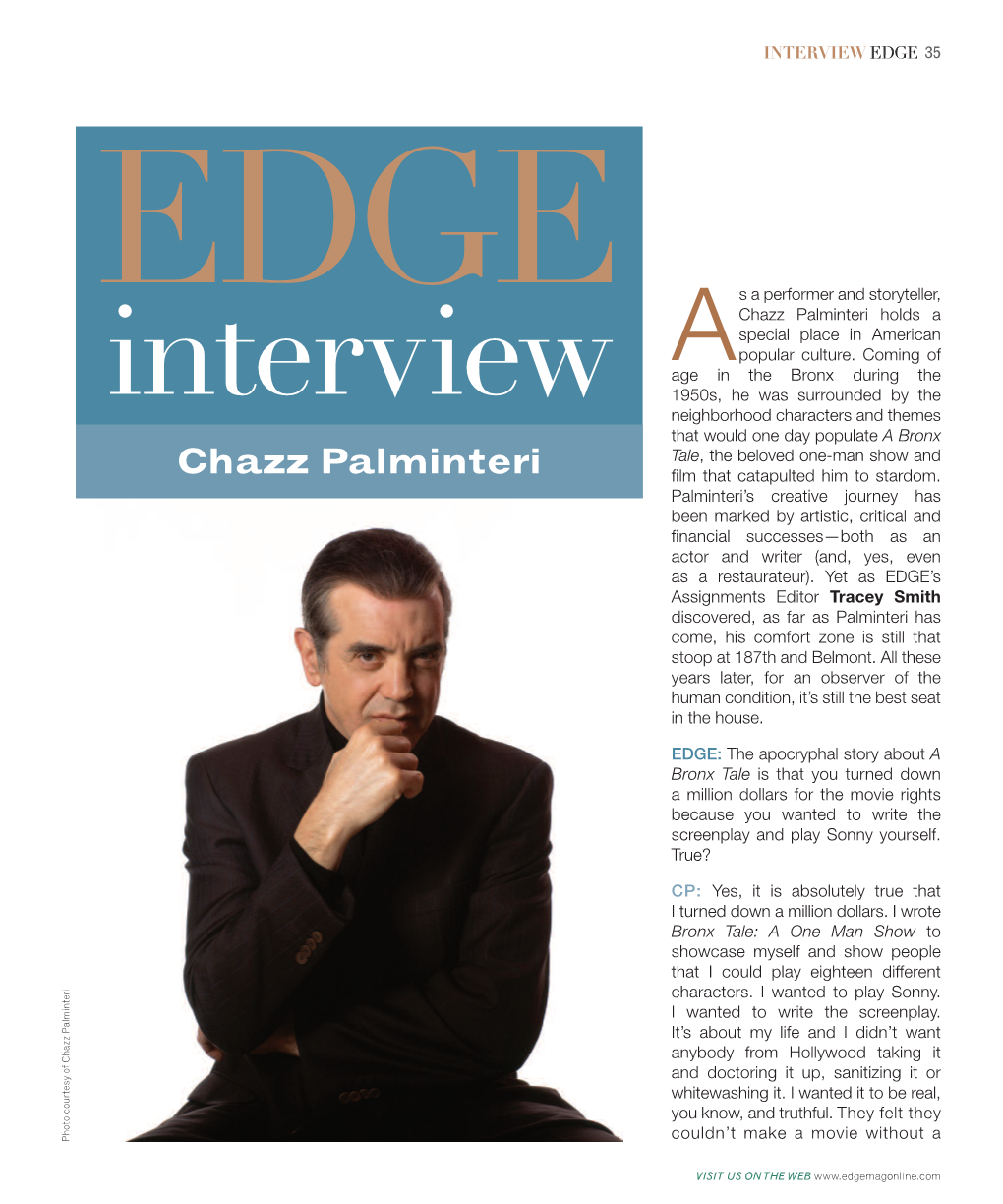 Chazz Palminteri Holds a Special Place in American a Popular Culture