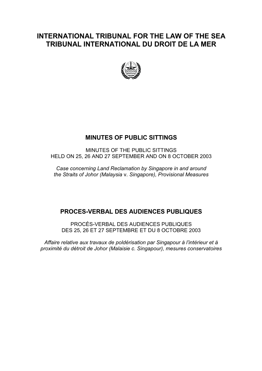 Minutes of Public Hearings