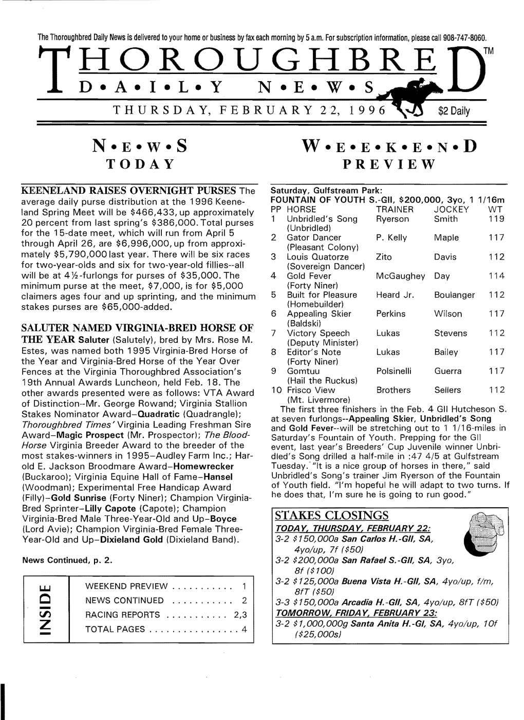 I~~UN~~~RE Dm T H U R S DAY, FEB R U a R Y 2 2, 1 9 9 6