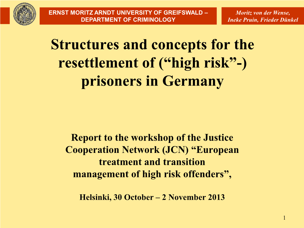 (“High Risk”-) Prisoners in Germany