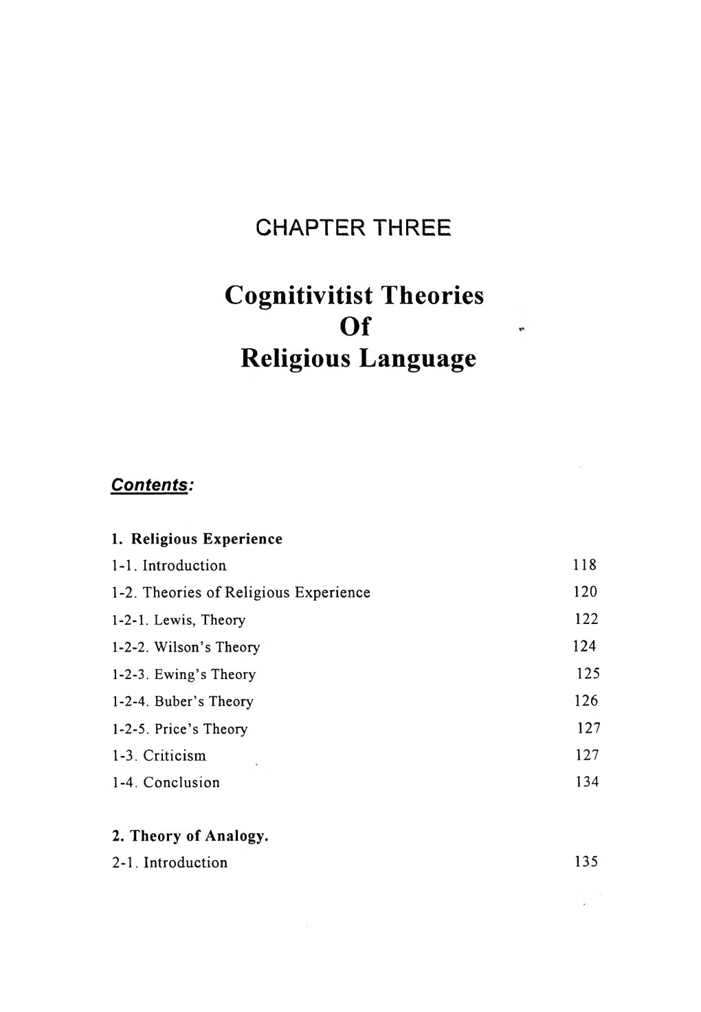 CHAPTER THREE Cognitivitist Theories of Religious Language Contents