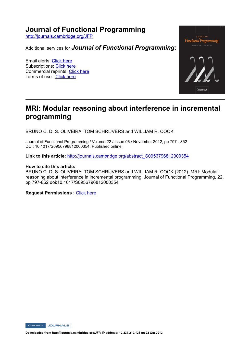 Modular Reasoning About Interference in Incremental Programming