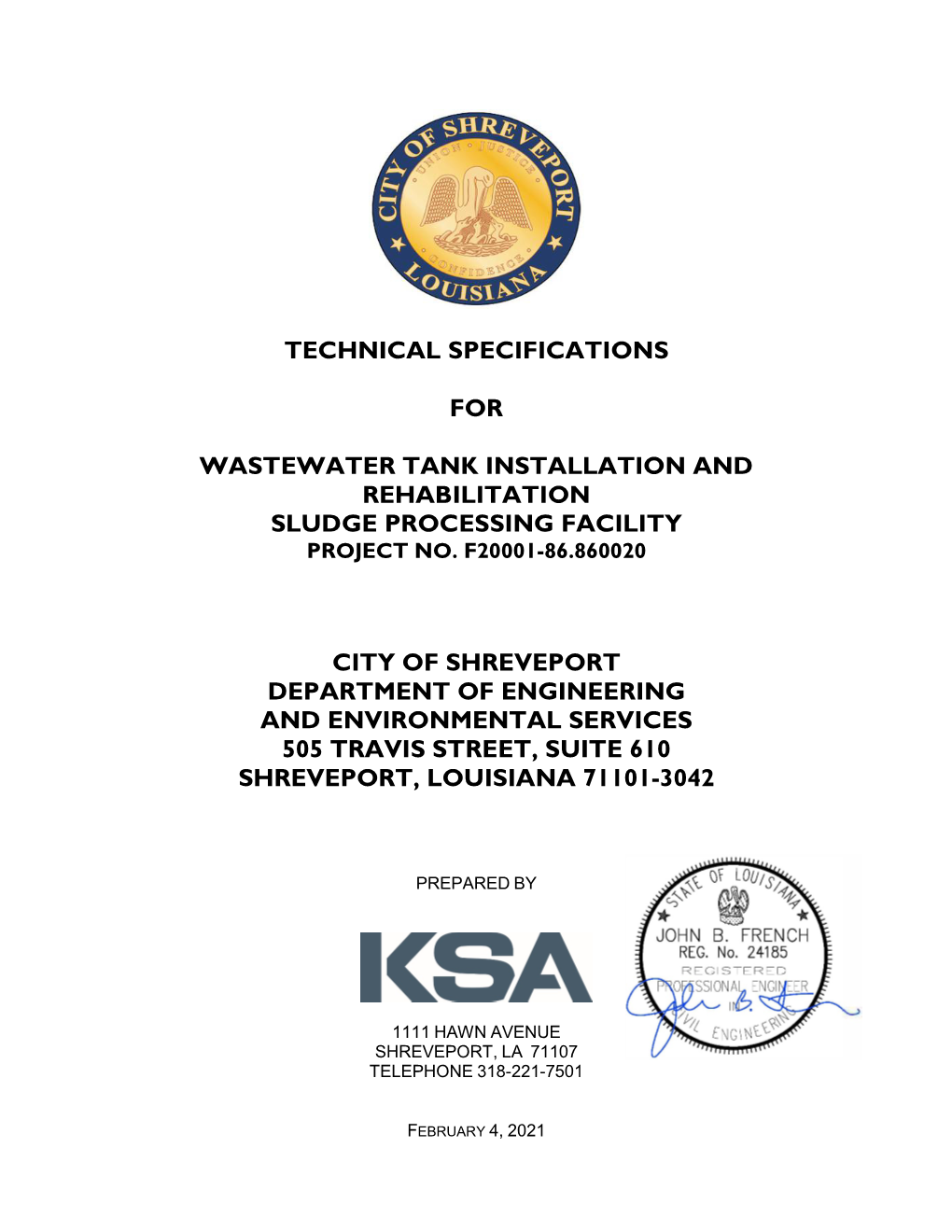 Technical Specifications for Wastewater Tank