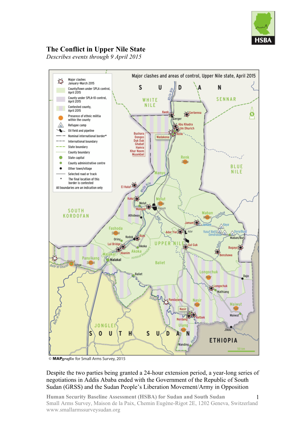 The Conflict in Upper Nile State Describes Events Through 9 April 2015