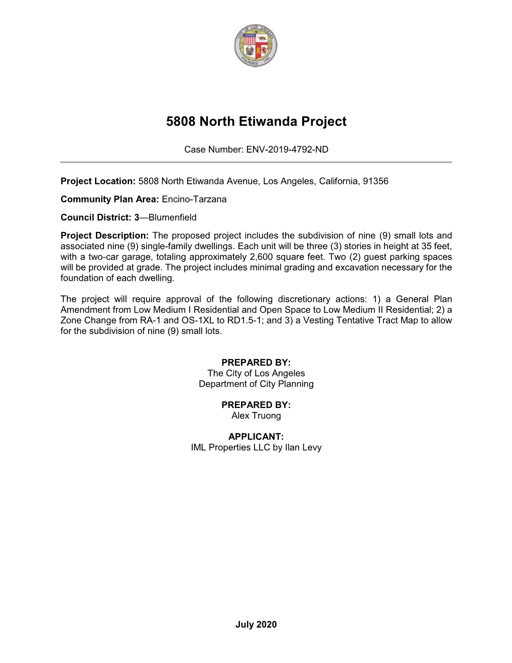 5808 North Etiwanda Project