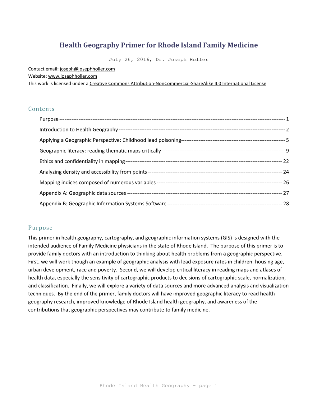 Health Geography Primer for Rhode Island Family Medicine