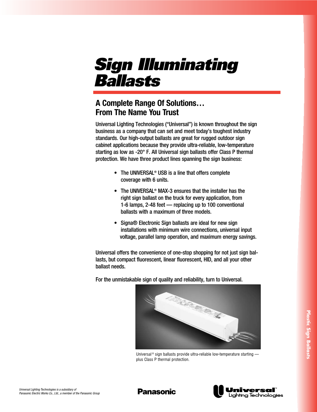 Sign Illuminating Ballasts