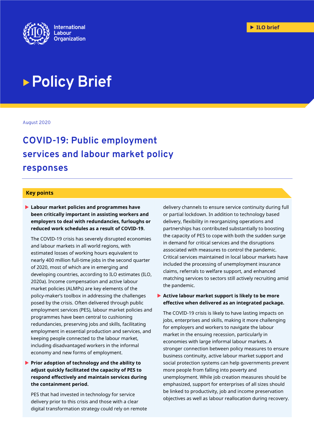 Policy Brief: COVID-19: Public Employment