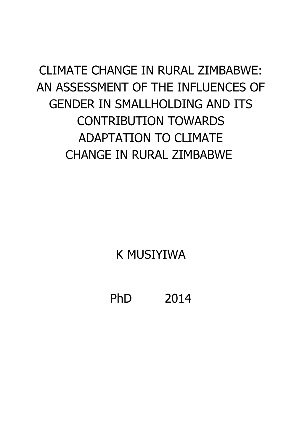 Climate Change in Rural Zimbabwe