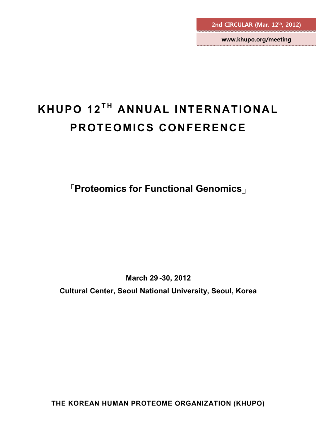Khupo 12 Annual International Proteomics Conference
