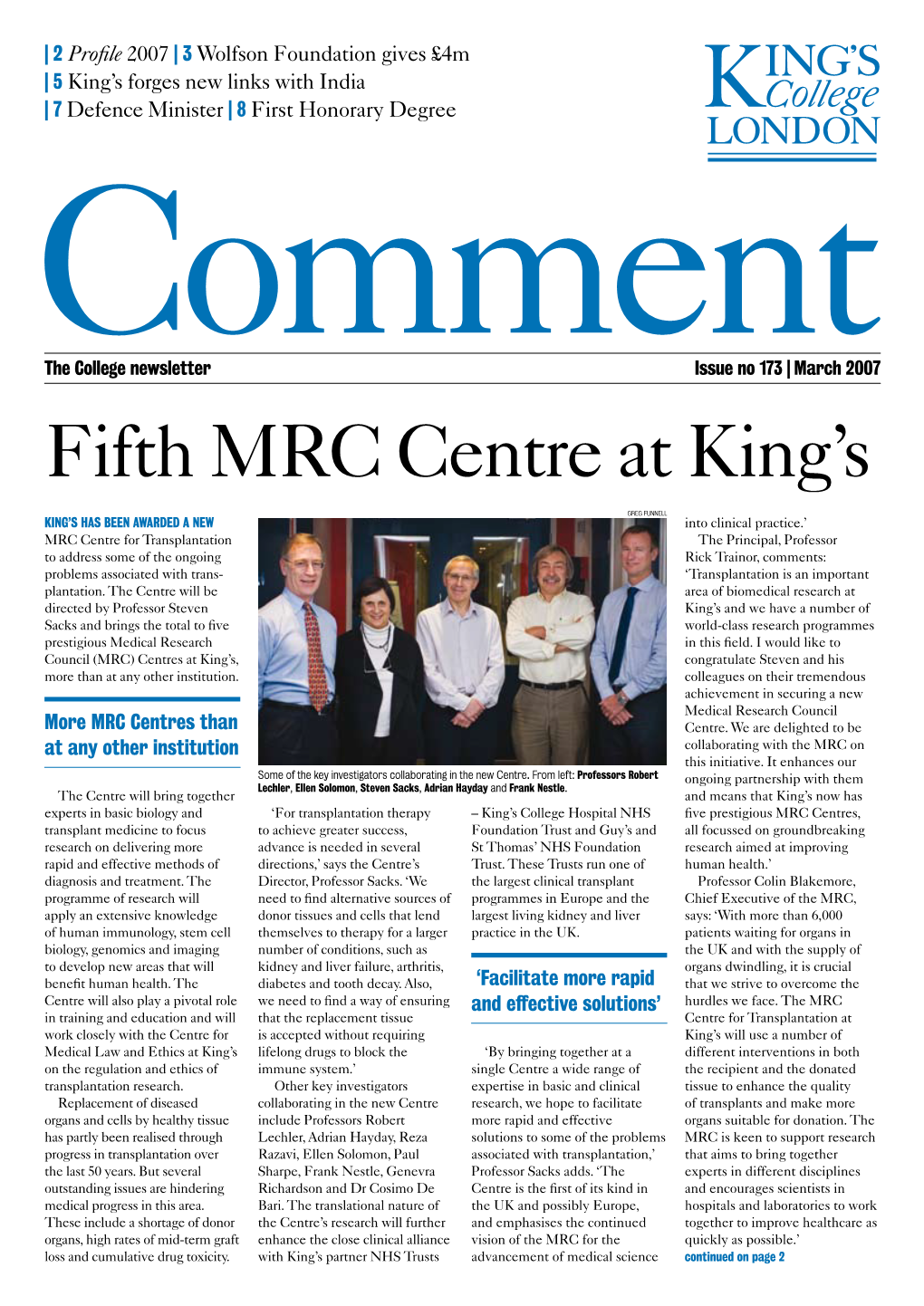 Fifth MRC Centre at King's