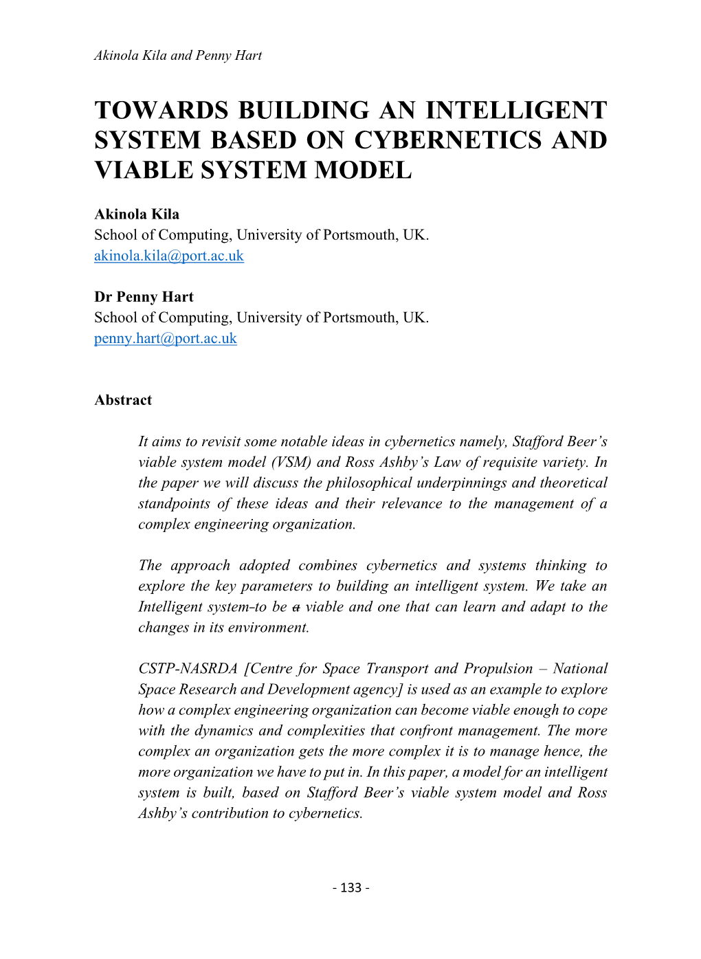 Towards Building an Intelligent System Based on Cybernetics and Viable System Model