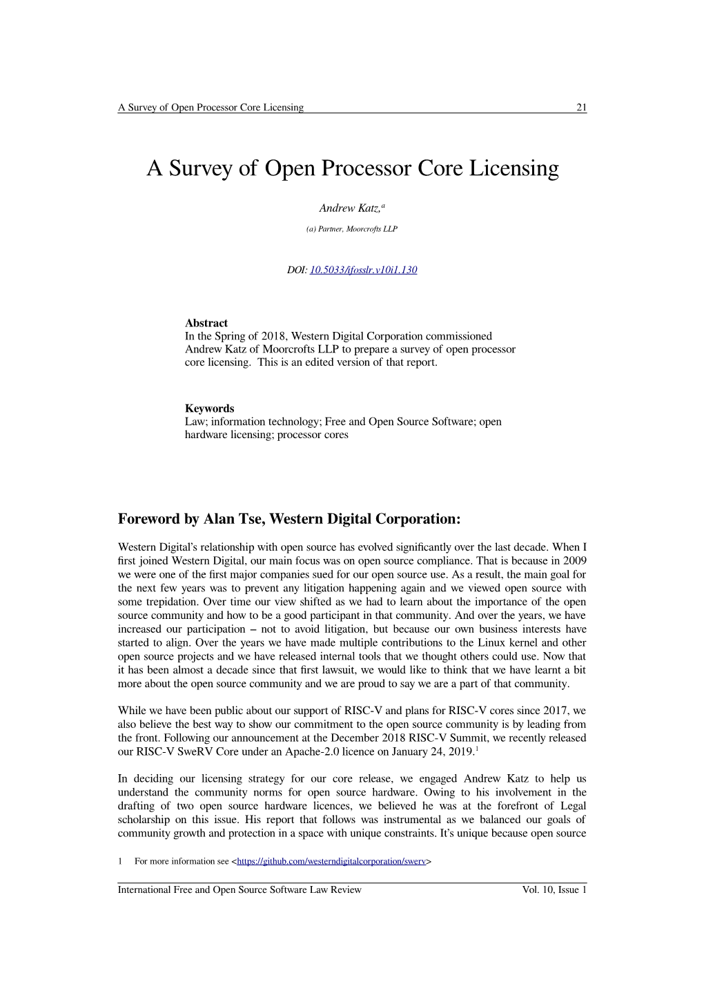 A Survey of Open Processor Core Licensing 21