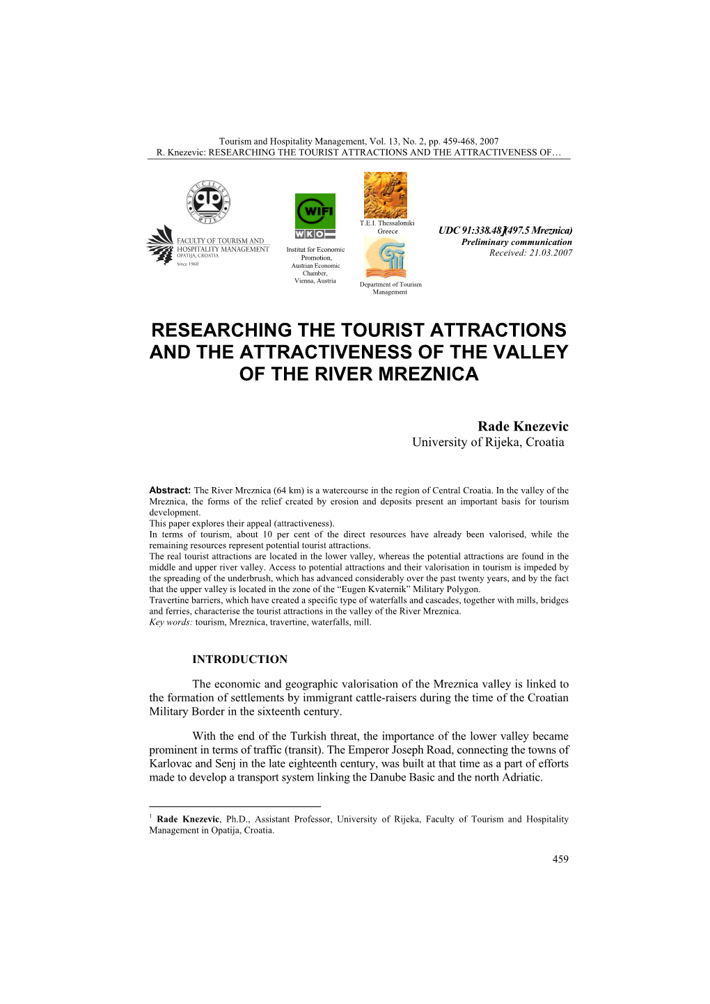 Researching the Tourist Attractions and the Attractiveness Of…
