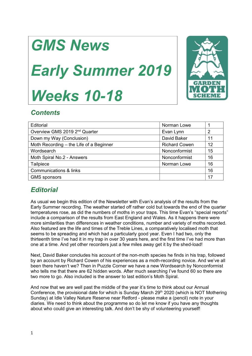 GMS News Early Summer 2019 Weeks 10-18