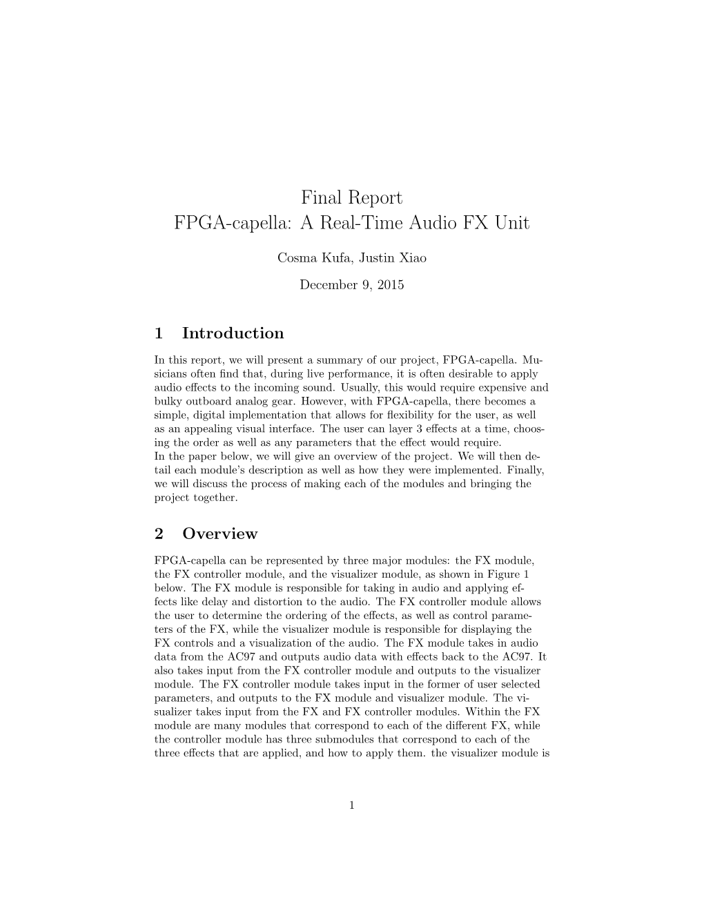 Final Report FPGA-Capella: a Real-Time Audio FX Unit