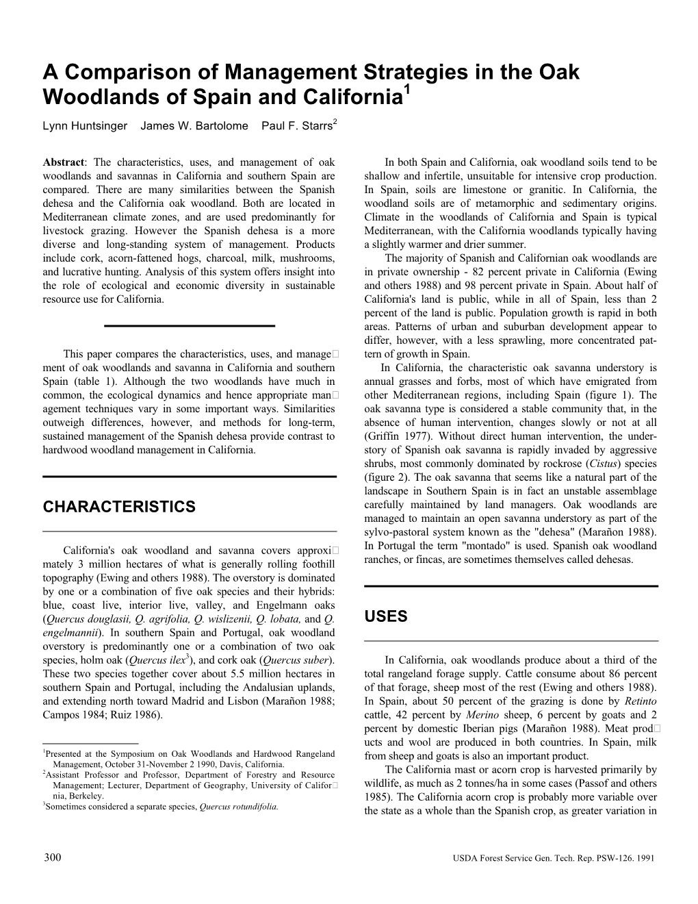 A Comparison of Management Strategies in the Oak Woodlands of Spain and California1