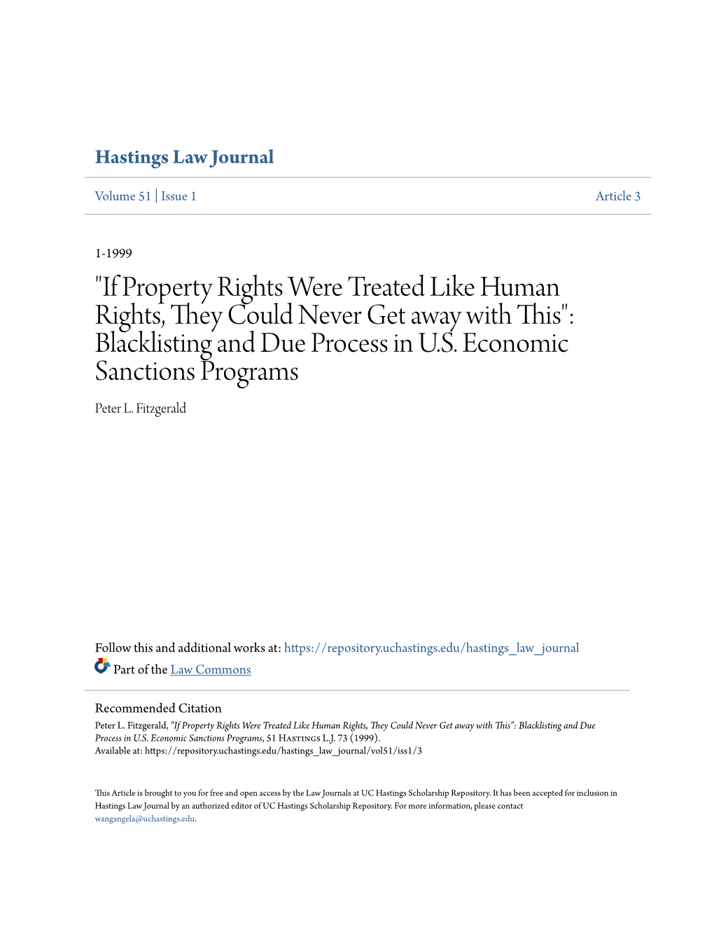 "If Property Rights Were Treated Like Human Rights, They Could Never Get Away with This": Blacklisting and Due Process in U.S