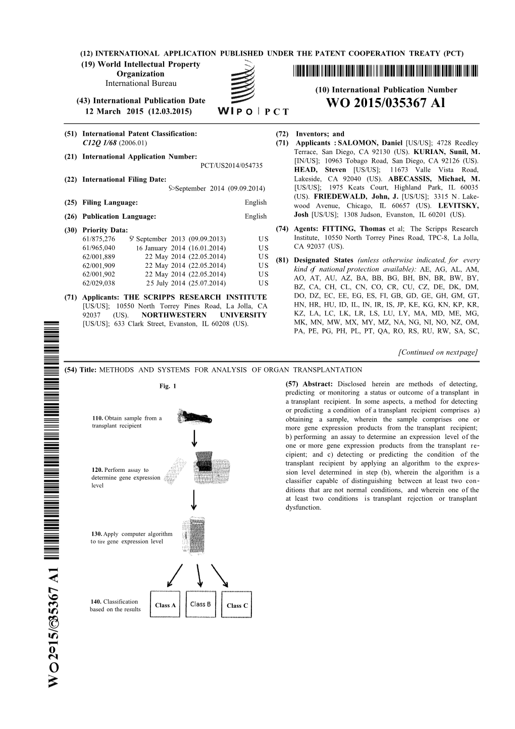 WO 2015/035367 Al 12 March 2015 (12.03.2015) P O P C T