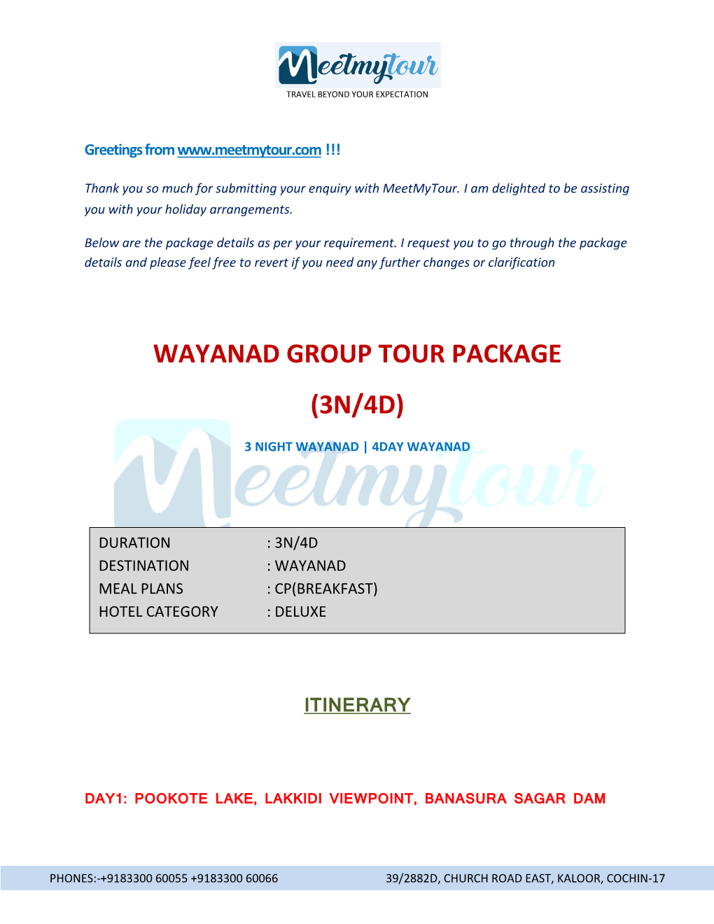 Wayanad Group Tour Package (3N/4D)