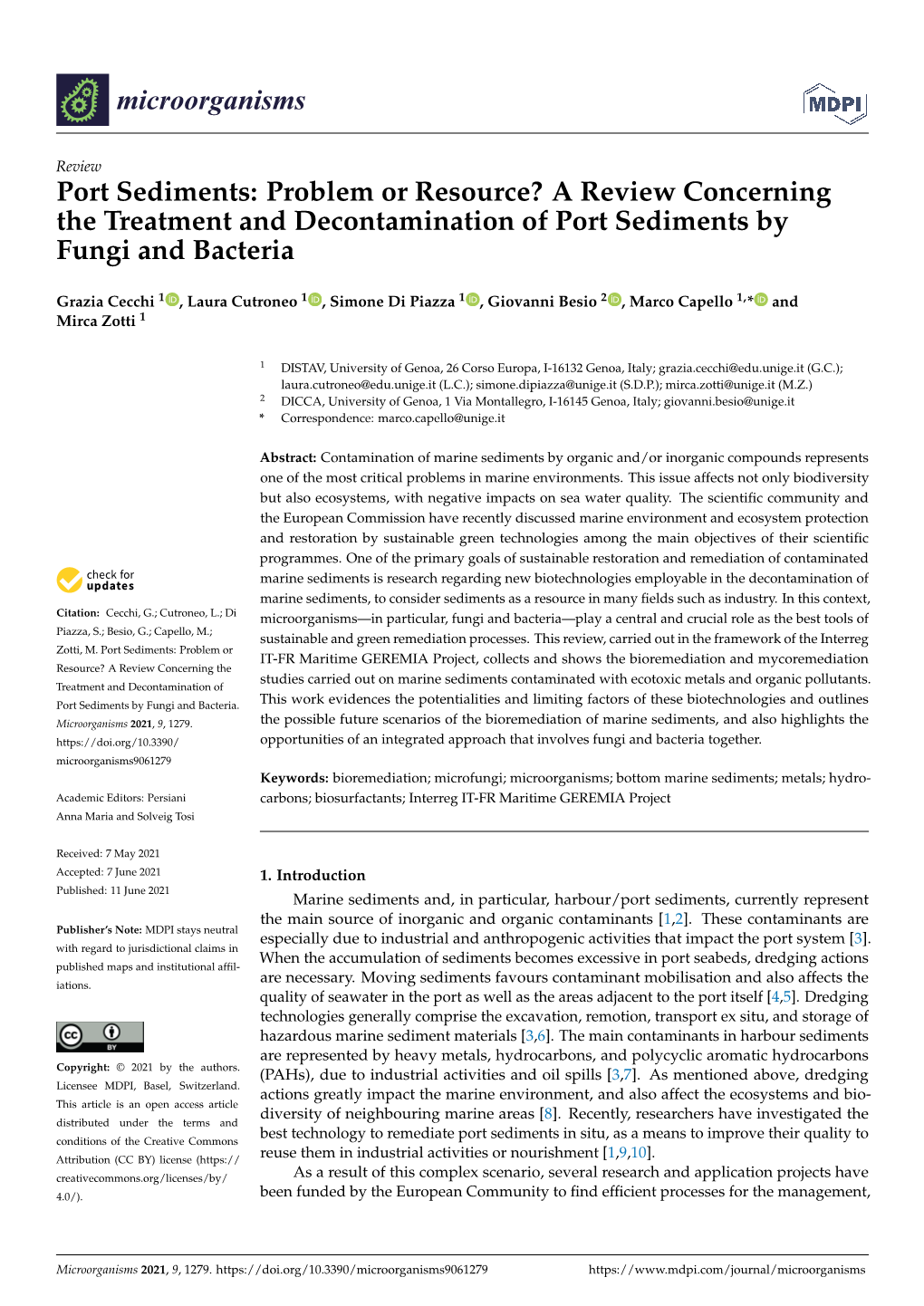 Port Sediments: Problem Or Resource? a Review Concerning the Treatment and Decontamination of Port Sediments by Fungi and Bacteria