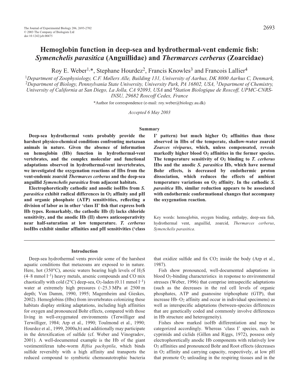 Hemoglobin Function in Deep-Sea and Hydrothermal-Vent Endemic Fish