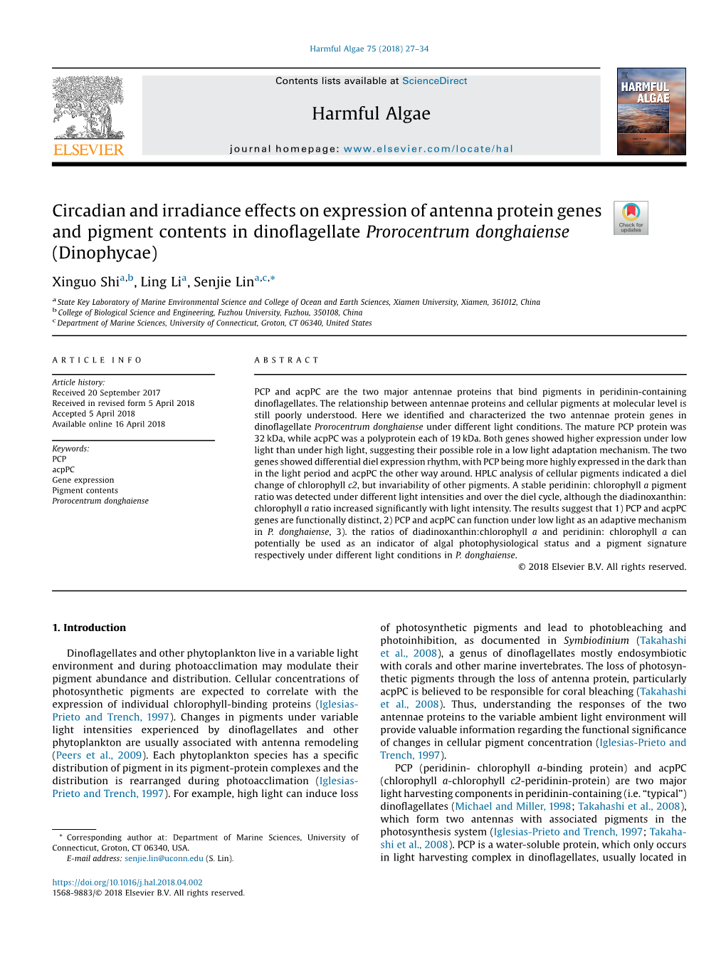 Circadian and Irradiance Effects on Expression of Antenna Protein Genes