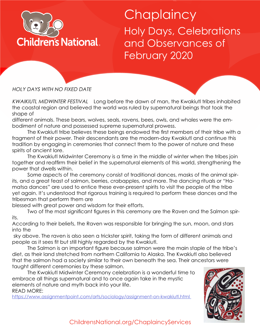 Chaplaincy Holy Days, Celebrations and Observances of February 2020