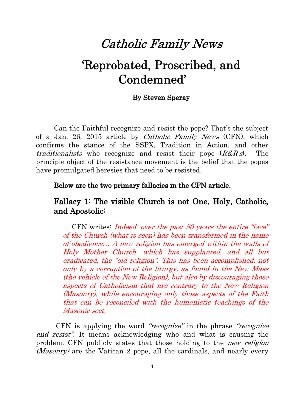 Catholic Family News ‘Reprobated, Proscribed, and Condemned’