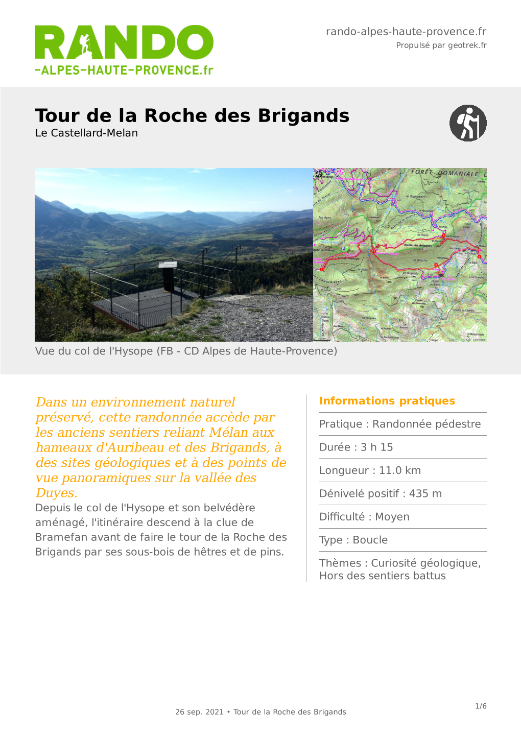 Tour De La Roche Des Brigands Le Castellard-Melan