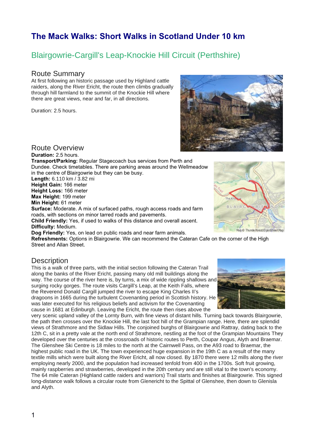 Blairgowrie-Cargill's Leap-Knockie Hill Circuit (Perthshire)