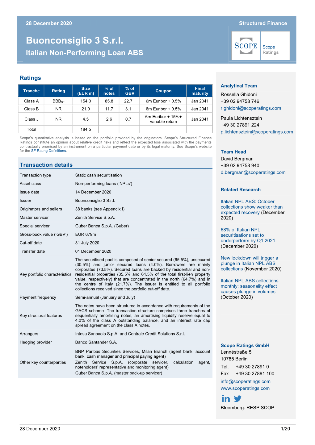 Rating Report, December 2020