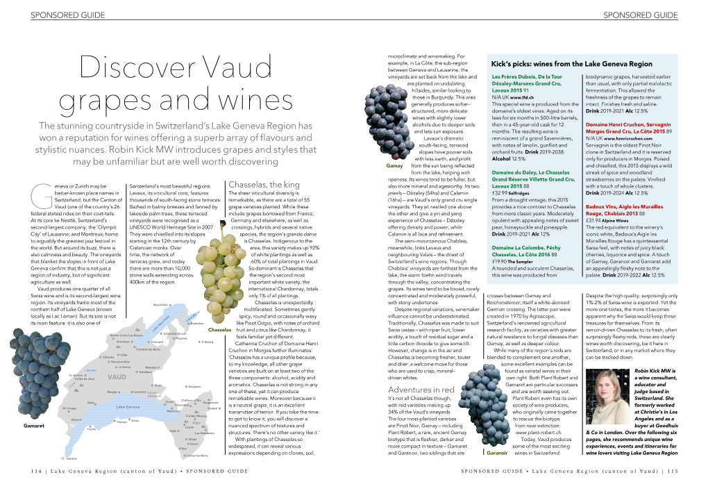 Discover Vaud Grapes and Wines