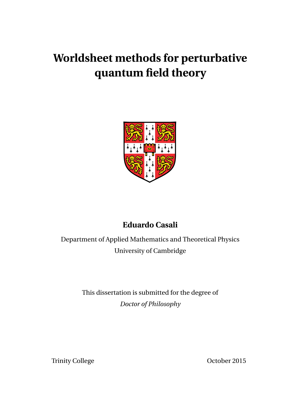 Worldsheet Methods for Perturbative Quantum Field Theory