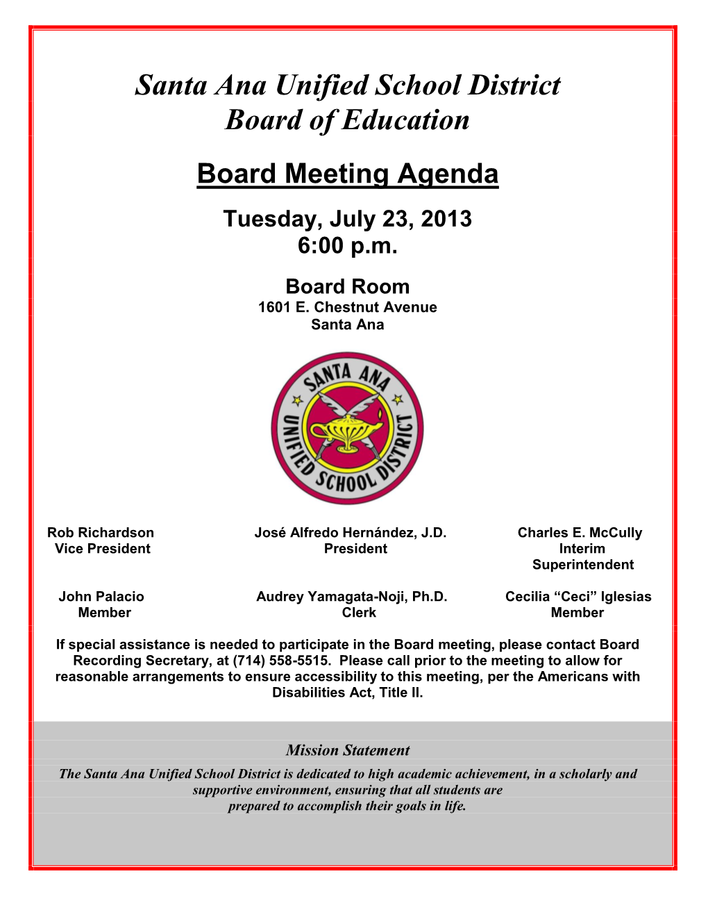 Santa Ana Unified School District Board of Education