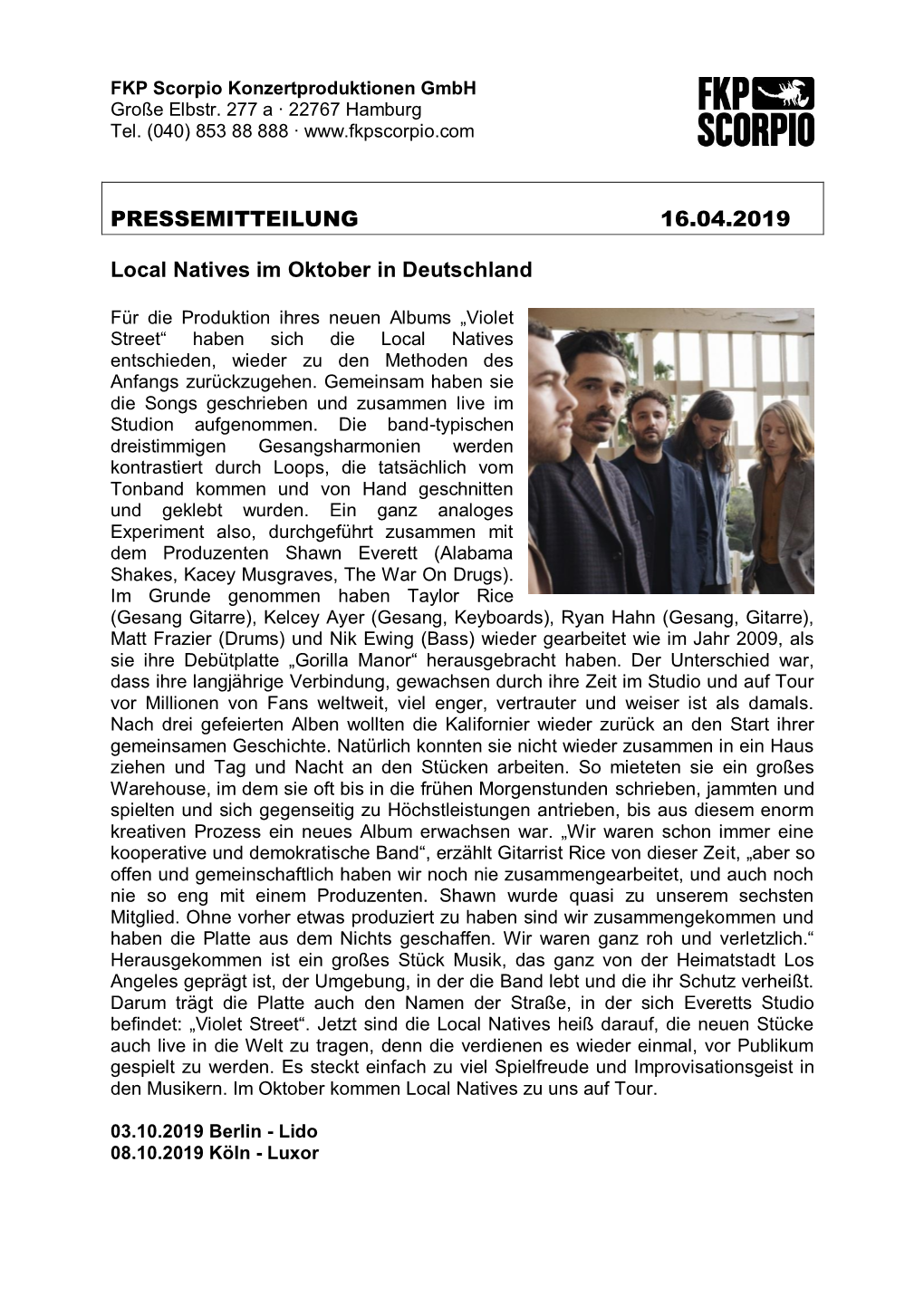PM LOCAL NATIVES 16.04.2019.PDF PRESSEMATERIAL Download