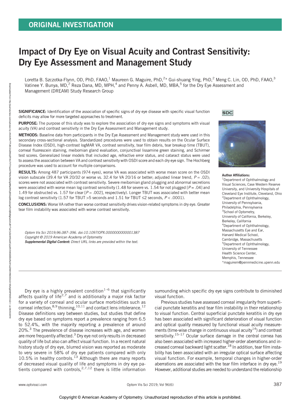 Impact of Dry Eye on Visual Acuity and Contrast Sensitivity