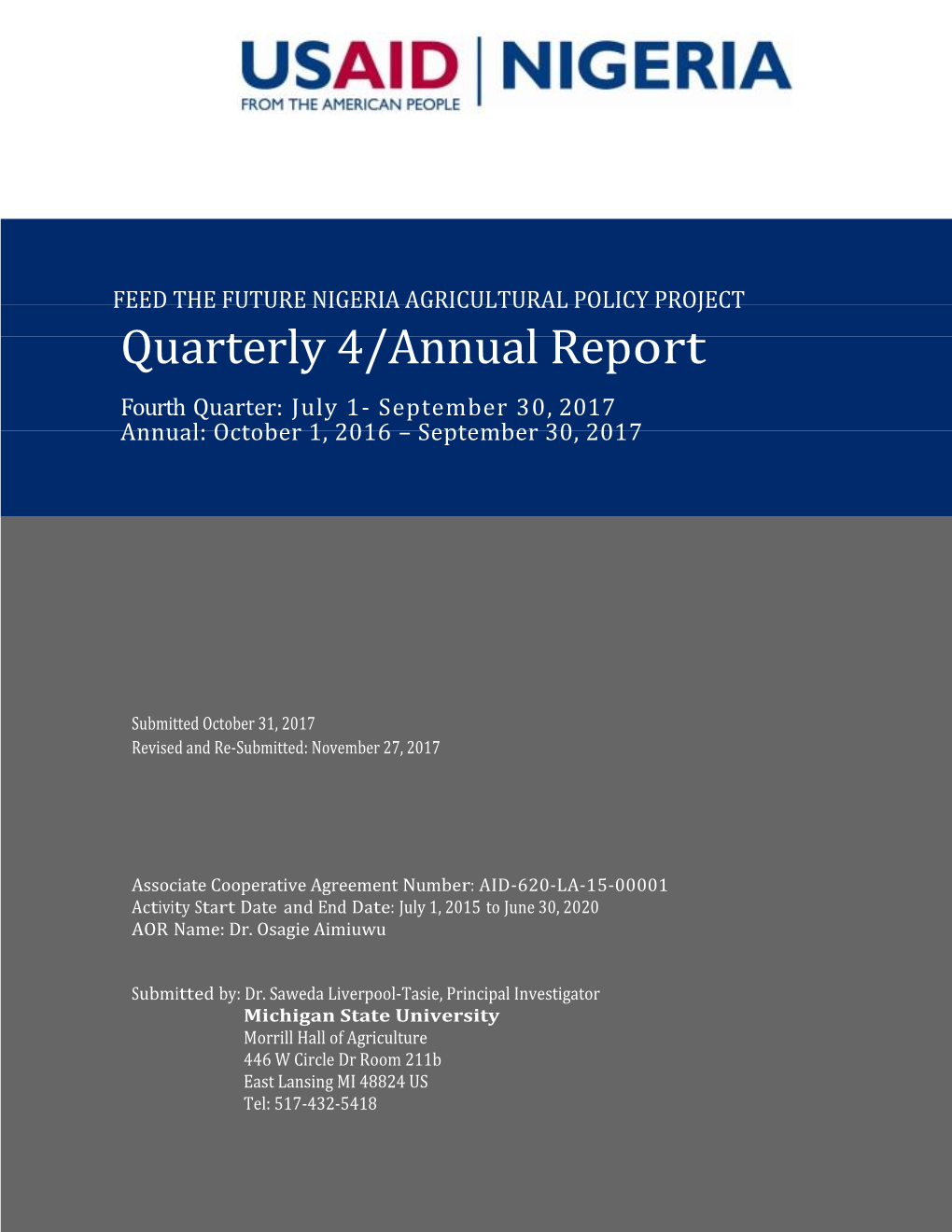 Quarterly 4/Annual Report