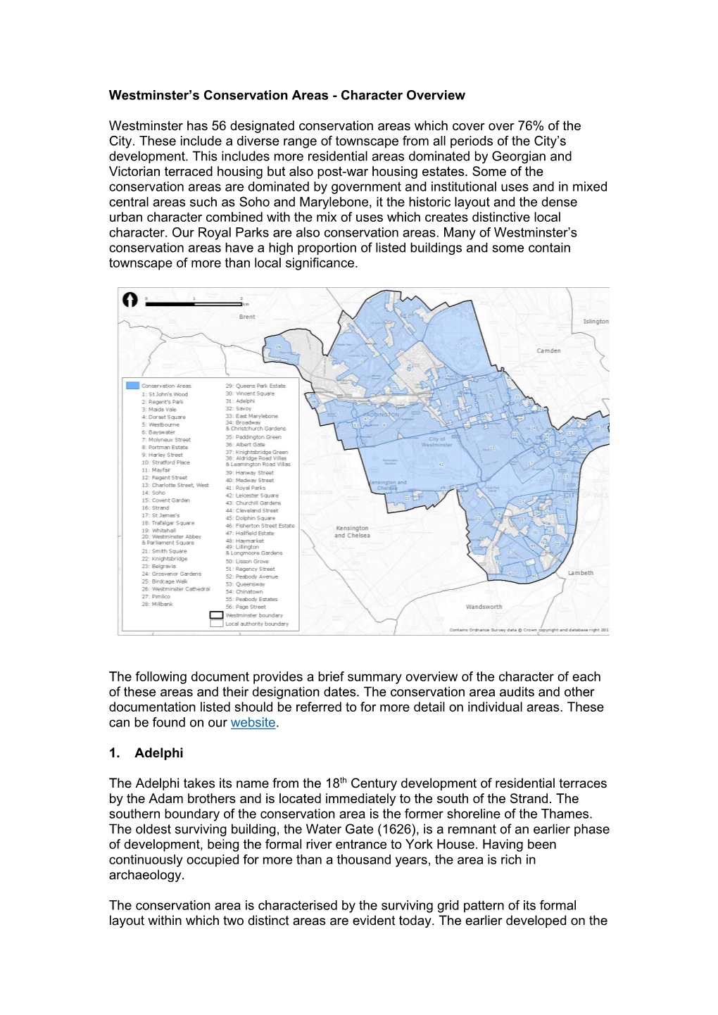 Character Overview Westminster Has 56 Designated Conservation Areas