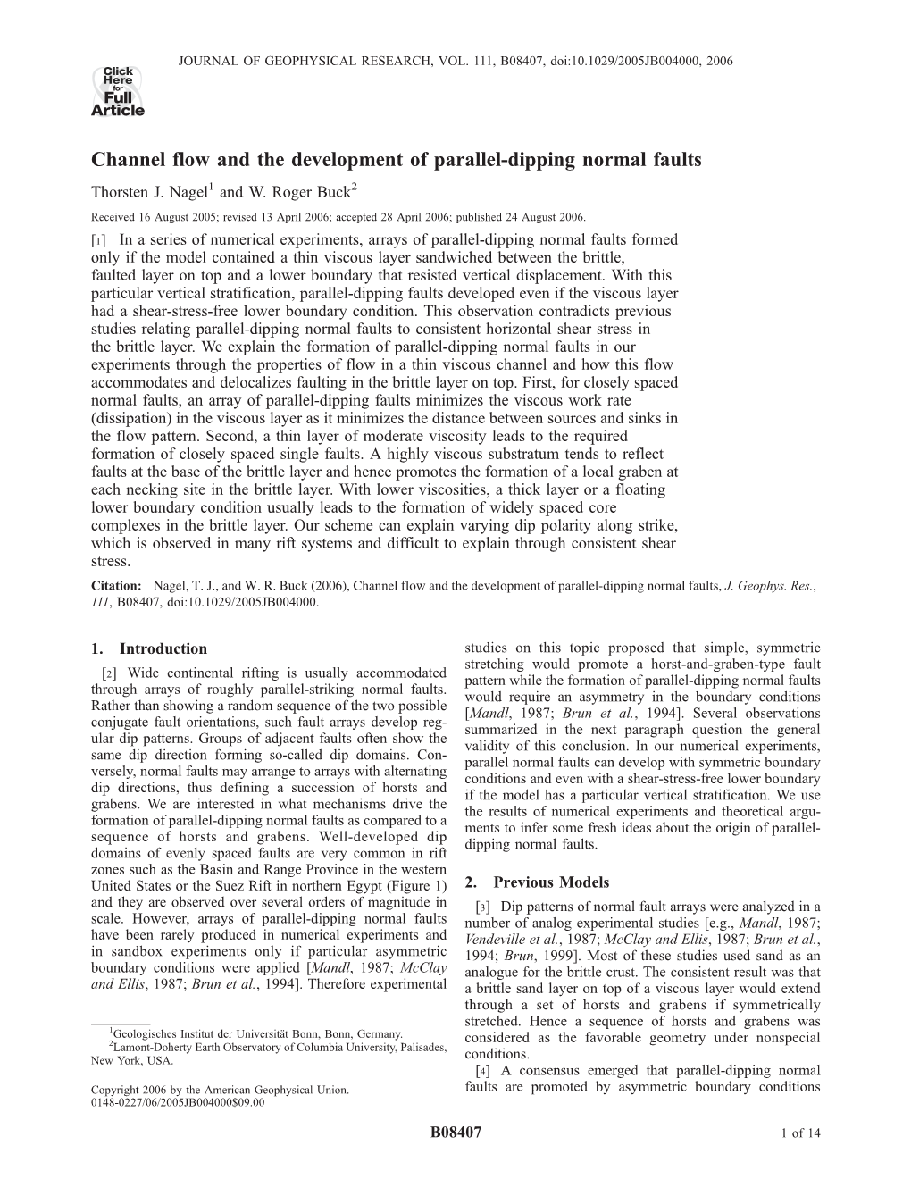 Channel Flow and the Development of Parallel-Dipping Normal Faults Thorsten J