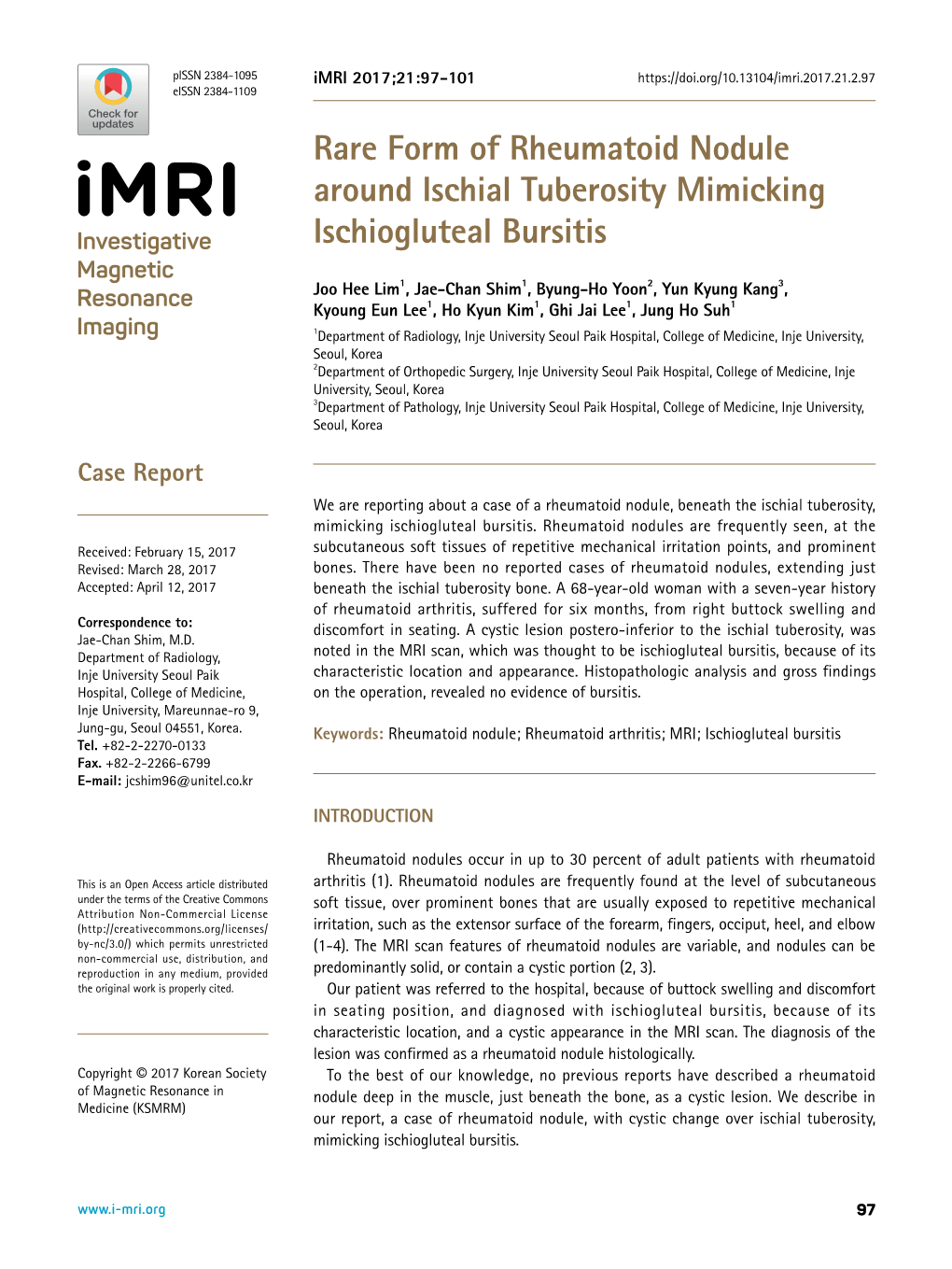 Rare Form of Rheumatoid Nodule Around Ischial Tuberosity Mimicking Ischiogluteal Bursitis