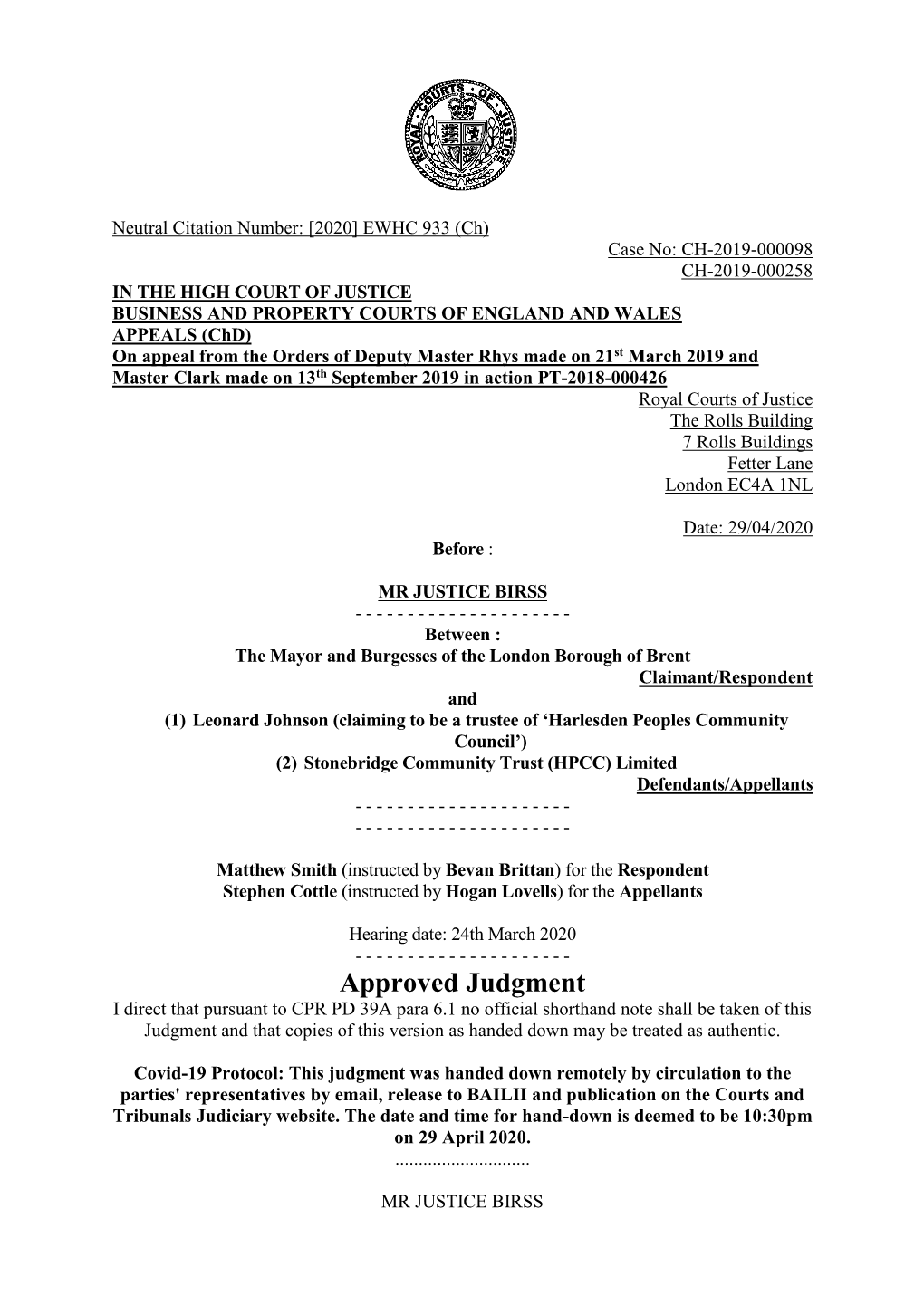 High Court Judgment Template