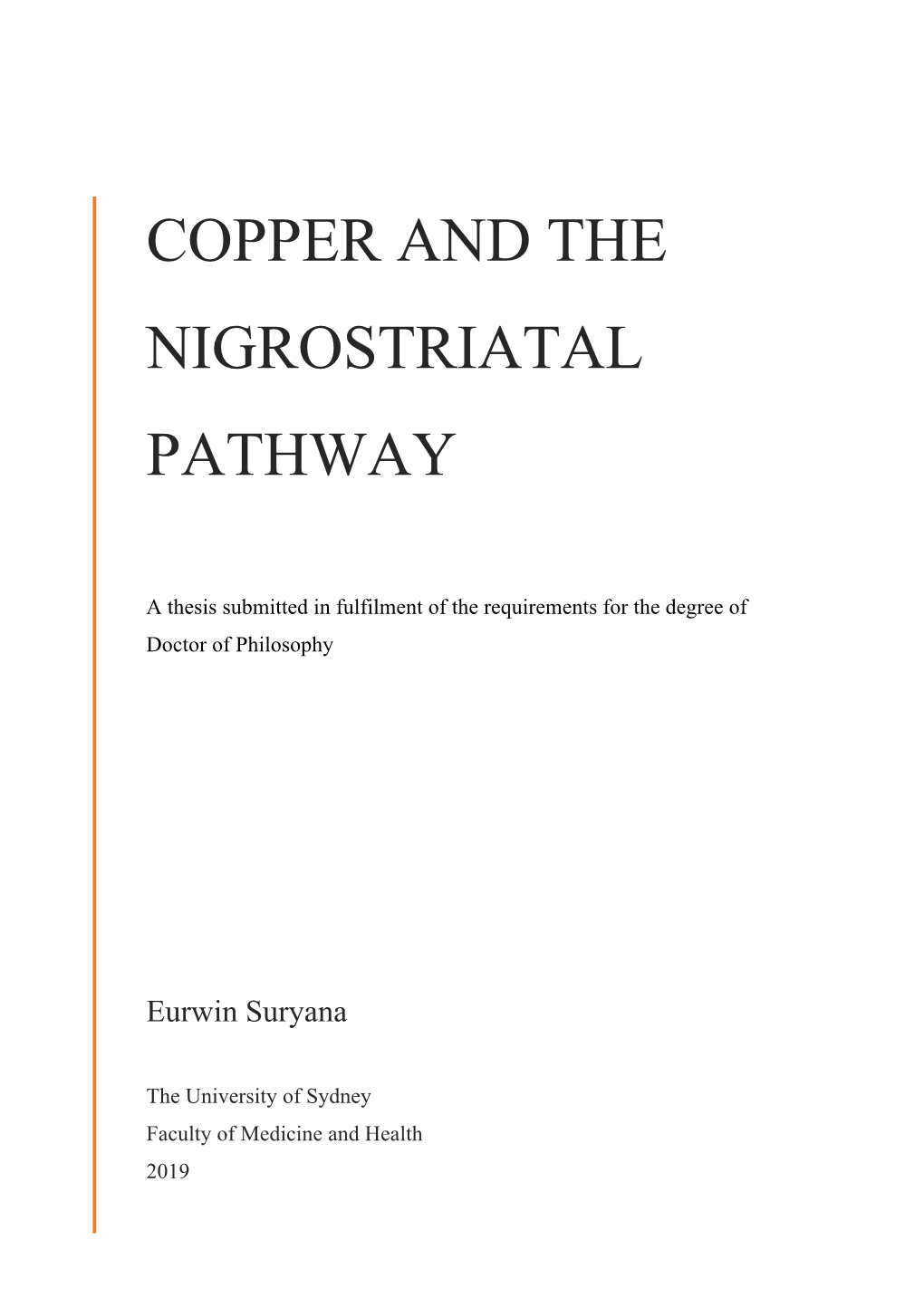 Copper and the Nigrostriatal Pathway