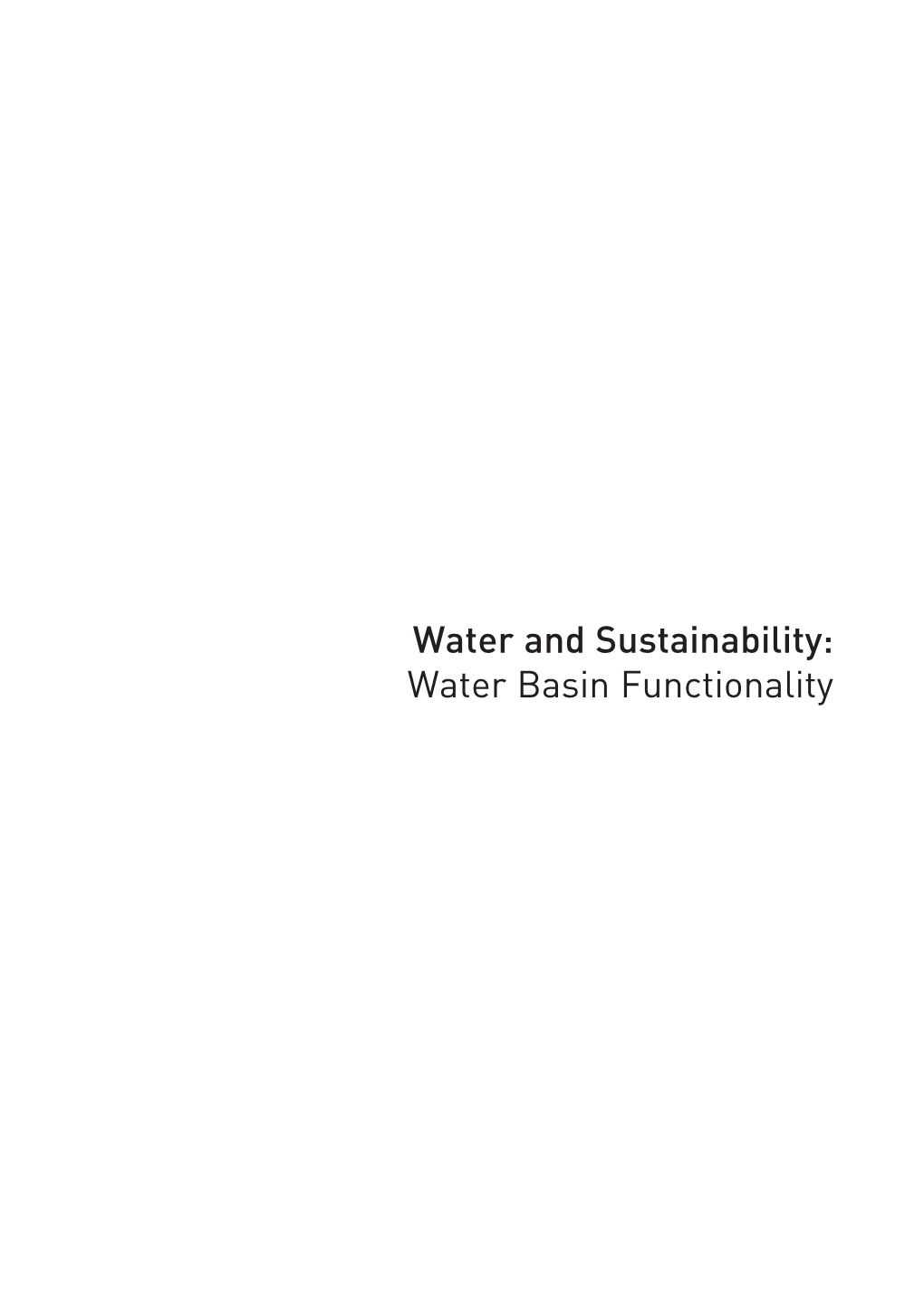 Water Basin Functionality INDEX Index