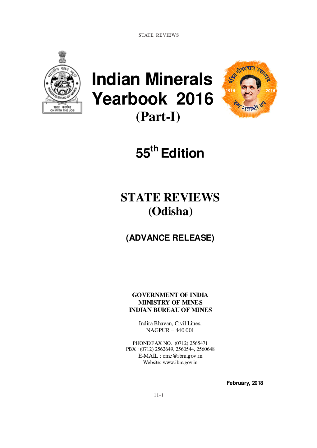 Indian Minerals Yearbook 2016