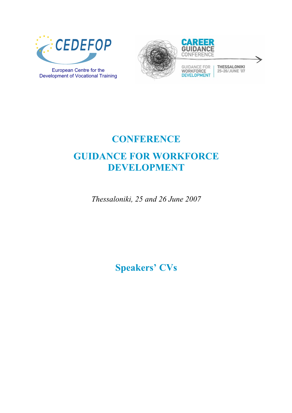 Conference Guidance for Workforce Development