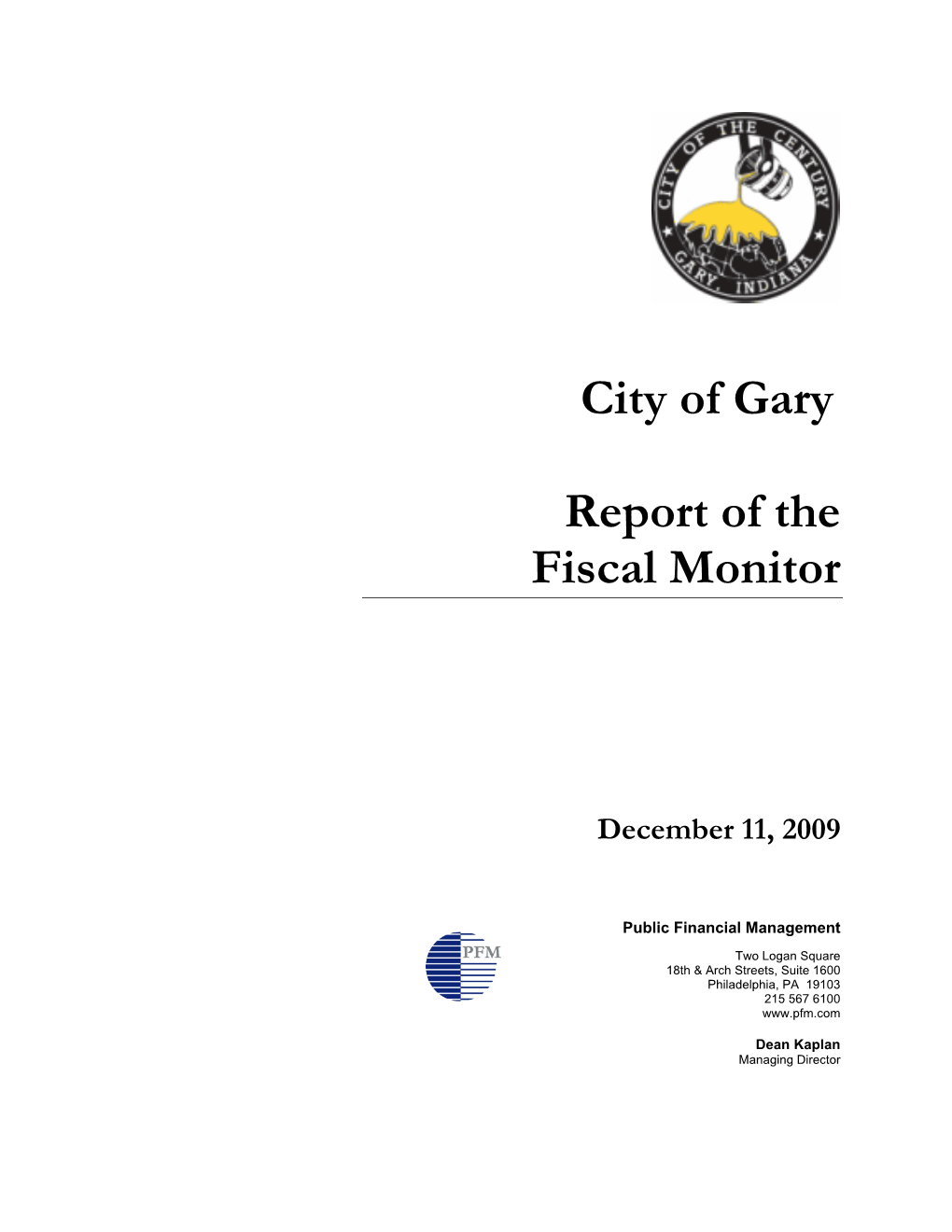 City of Gary Report of the Fiscal Monitor