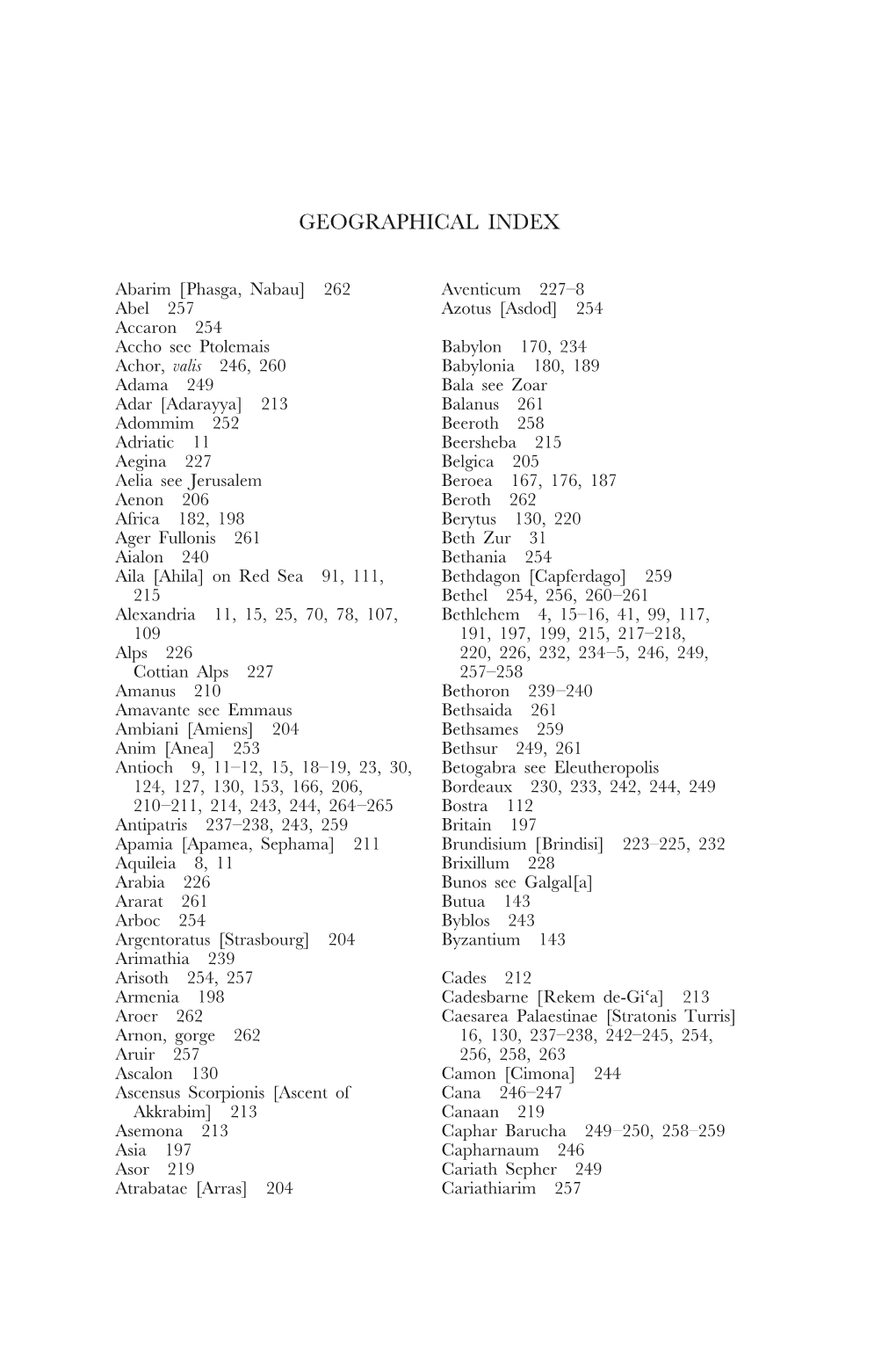 Geographical Index