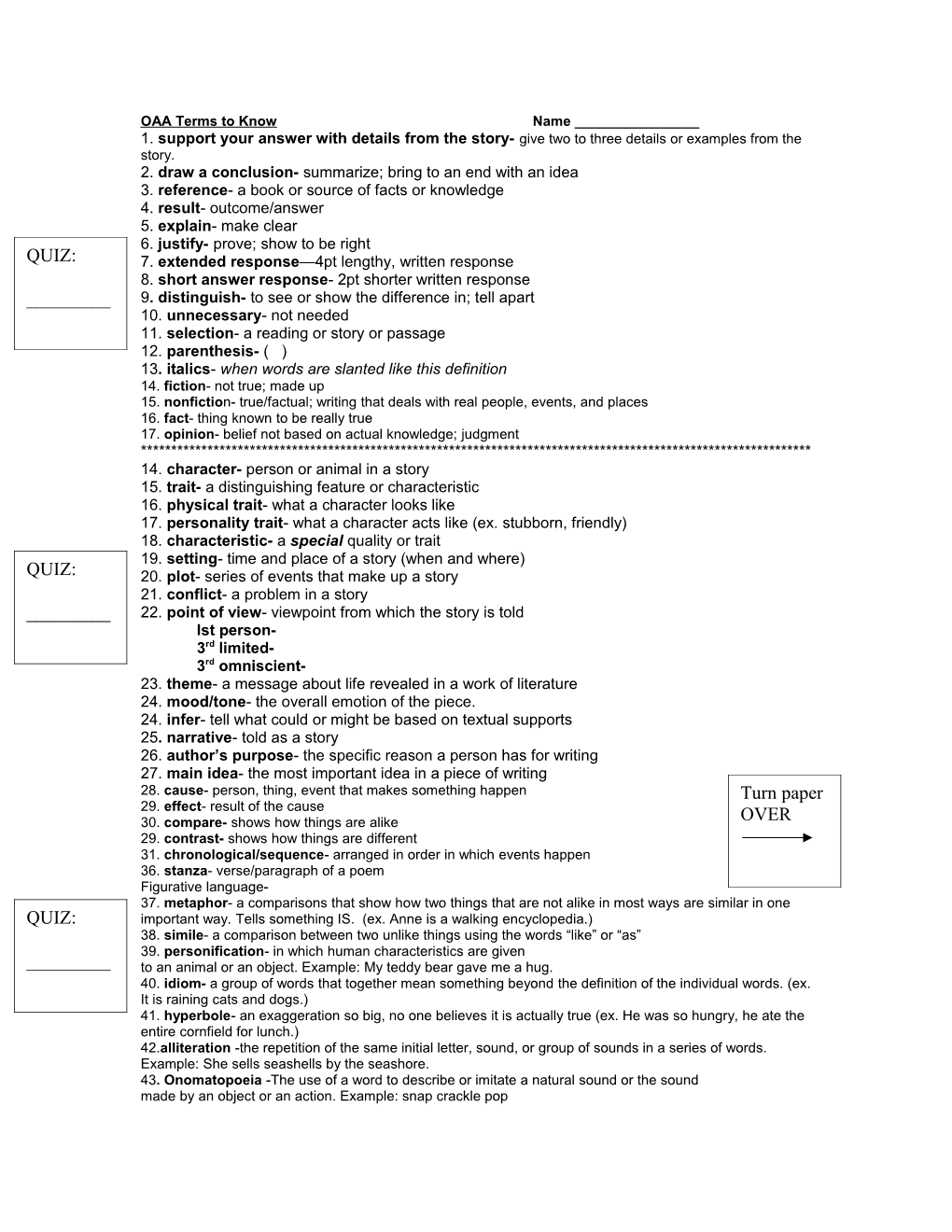 OAA Terms to Know