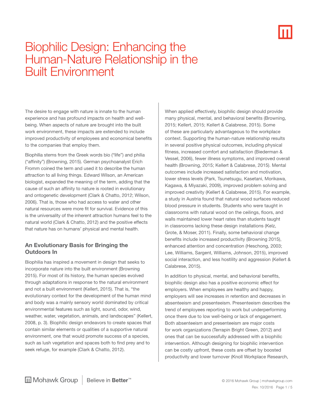 Biophilic Design: Enhancing the Human-Nature Relationship in the Built Environment